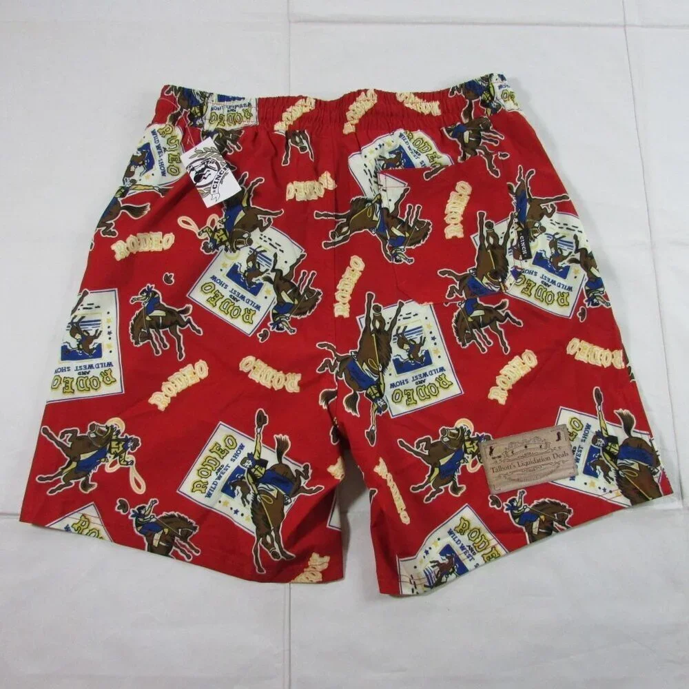 Cinch Men's SM Rodeo Western Bronc Swim Trunk Shorts Red